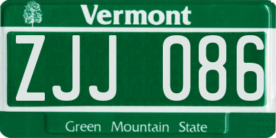 VT license plate ZJJ086