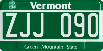 VT license plate ZJJ090