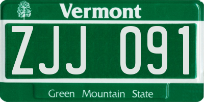 VT license plate ZJJ091