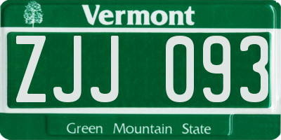 VT license plate ZJJ093