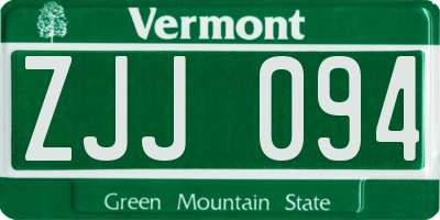 VT license plate ZJJ094