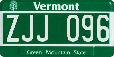 VT license plate ZJJ096