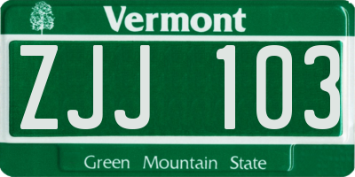 VT license plate ZJJ103