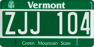 VT license plate ZJJ104
