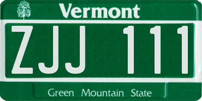 VT license plate ZJJ111