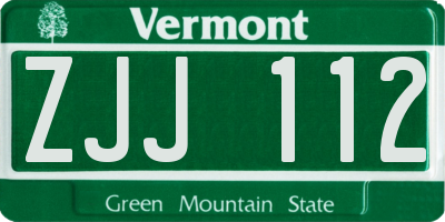 VT license plate ZJJ112