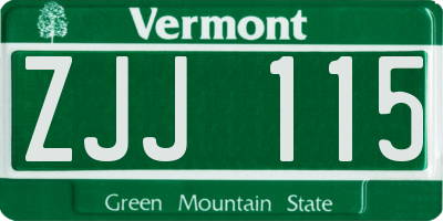 VT license plate ZJJ115