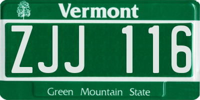 VT license plate ZJJ116