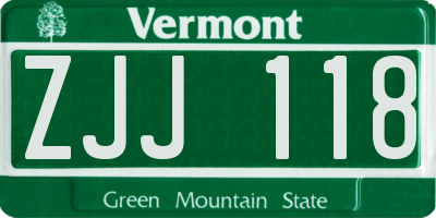 VT license plate ZJJ118