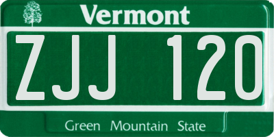 VT license plate ZJJ120