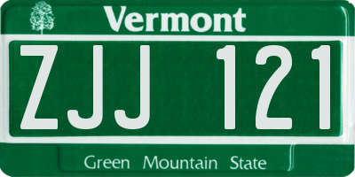 VT license plate ZJJ121