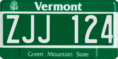 VT license plate ZJJ124