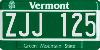 VT license plate ZJJ125