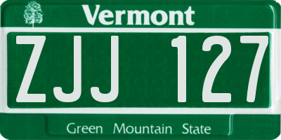 VT license plate ZJJ127