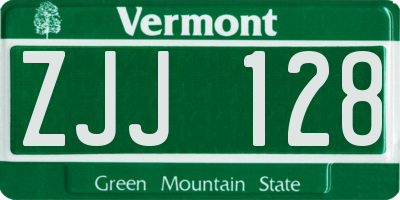 VT license plate ZJJ128