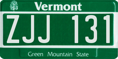 VT license plate ZJJ131