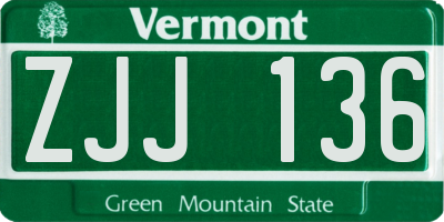 VT license plate ZJJ136