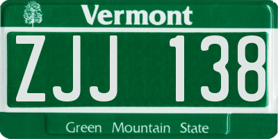 VT license plate ZJJ138