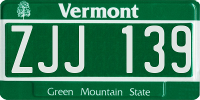 VT license plate ZJJ139
