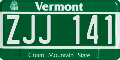 VT license plate ZJJ141