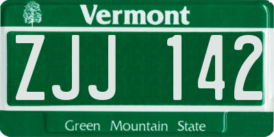 VT license plate ZJJ142