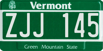 VT license plate ZJJ145