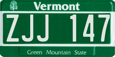 VT license plate ZJJ147