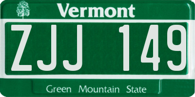 VT license plate ZJJ149