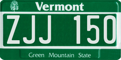 VT license plate ZJJ150