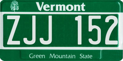 VT license plate ZJJ152