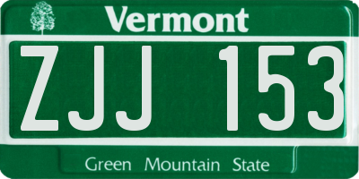 VT license plate ZJJ153