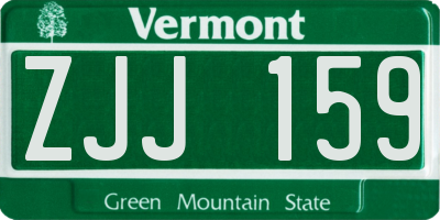 VT license plate ZJJ159