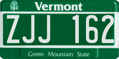 VT license plate ZJJ162