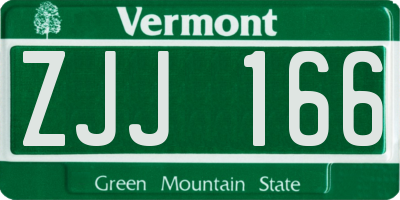 VT license plate ZJJ166