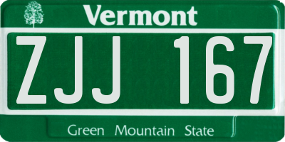 VT license plate ZJJ167