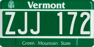 VT license plate ZJJ172