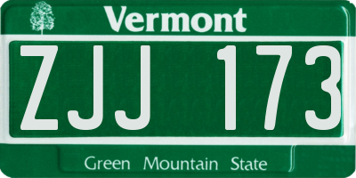 VT license plate ZJJ173