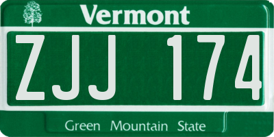 VT license plate ZJJ174