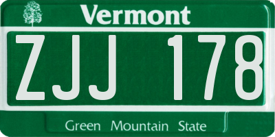 VT license plate ZJJ178