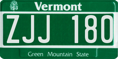 VT license plate ZJJ180