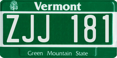 VT license plate ZJJ181