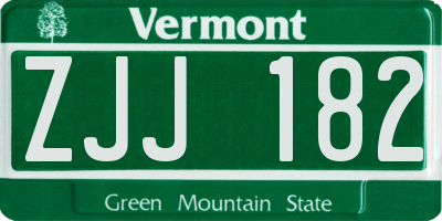 VT license plate ZJJ182