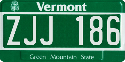 VT license plate ZJJ186