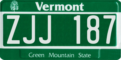 VT license plate ZJJ187