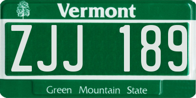 VT license plate ZJJ189