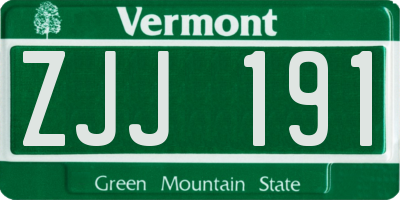 VT license plate ZJJ191