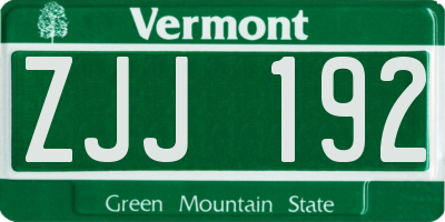 VT license plate ZJJ192