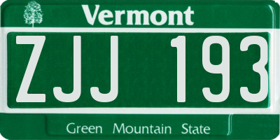 VT license plate ZJJ193