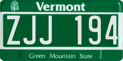 VT license plate ZJJ194