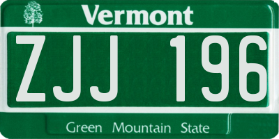 VT license plate ZJJ196
